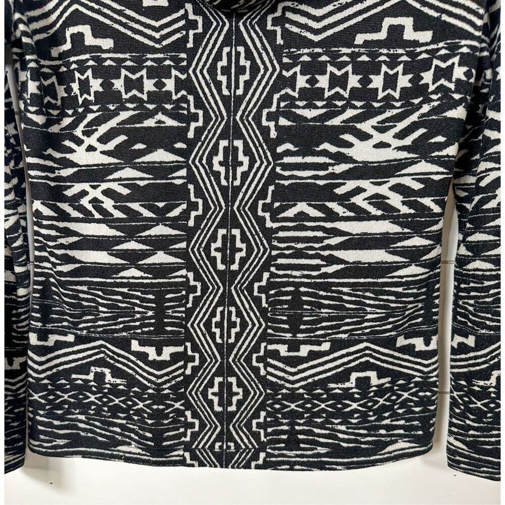 Chico's Women's Cowl Neck Aztec Print Knit Long Sleeve Top Black White Small - Picture 2 of 10